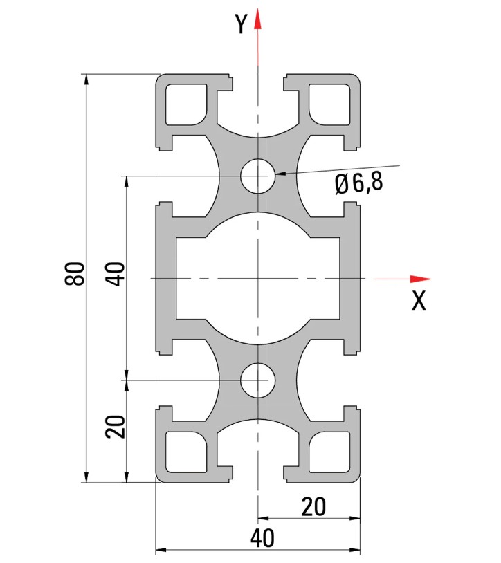 OZ4080-180 T-Slot Aluminum Profile Extrusion Black Roof Bar